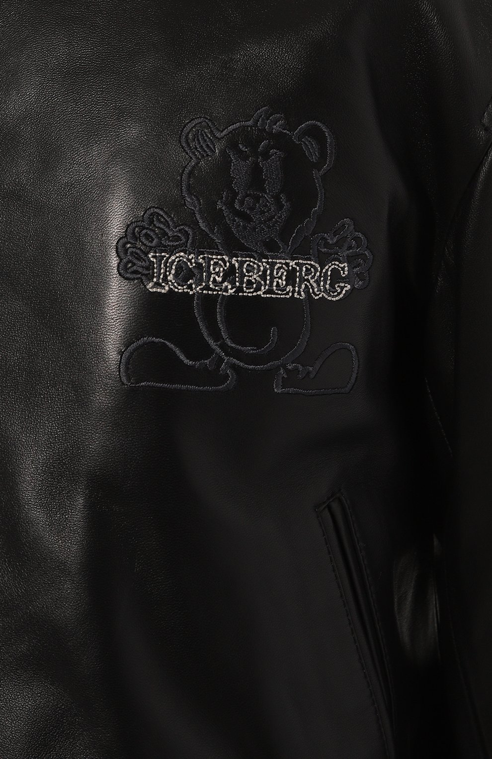 Кожаный бомбер ICEBERG черного цвета по цене 61700 руб., арт. Z021/6804, фото 5 Кожаный бомбер ICEBERG, арт. Z021/6804, фото 5