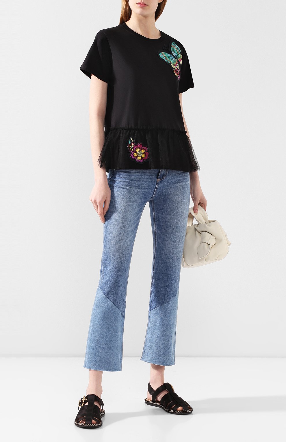 Хлопковая футболка REDVALENTINO черного цвета по цене 25650 руб., арт. TR0MG06C/549, фото 2 Хлопковая футболка REDVALENTINO, арт. TR0MG06C/549, фото 2