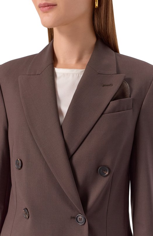 Шерстяной жакет Brunello Cucinelli M0W077038 Коричневый  M0W077038 Фото 5
