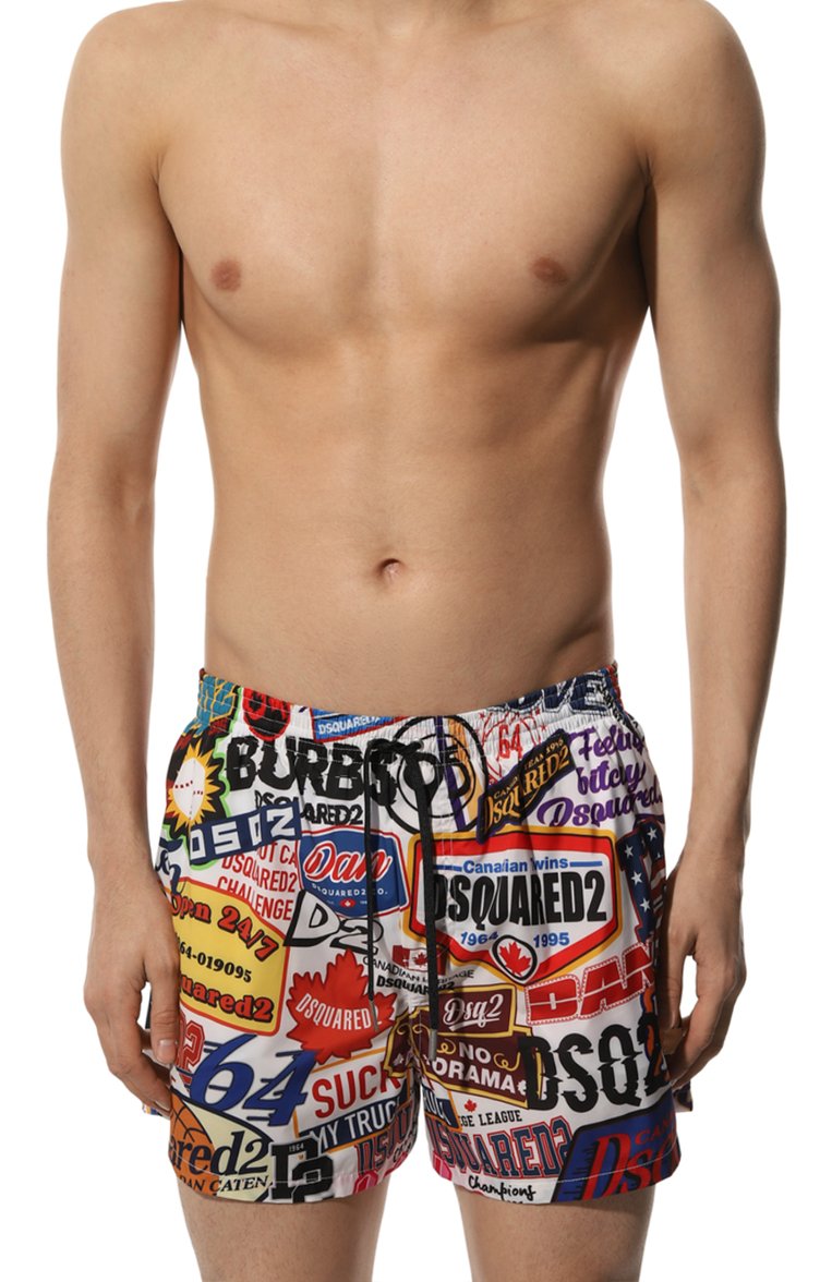 Мужские плавки-шорты DSQUARED2 разноцветного цвета, арт. D7B645560 | Фото 2 (Нос: Не проставлено; Материал внешний: Синтетический материал; Принт: С принтом; Мужское Кросс-КТ: плавки-шорты; Детали: Без декора; Автоматизация состава: Проставлено)