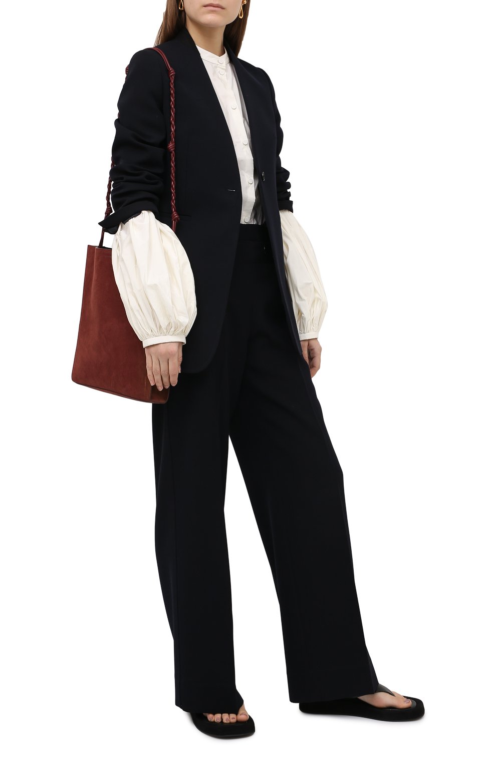 Шерстяные брюки JIL SANDER темно-синего цвета по цене 105500 руб., арт. JSWR305300-WR202000, фото 2 Шерстяные брюки JIL SANDER, арт. JSWR305300-WR202000, фото 2