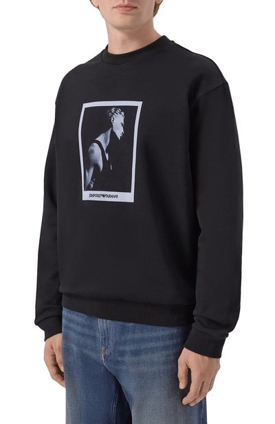 Хлопковый свитшот EMPORIO ARMANI черного цвета по цене 39700 руб., арт. EM006933/AF27740, фото 3 Хлопковый свитшот EMPORIO ARMANI, арт. EM006933/AF27740, фото 3