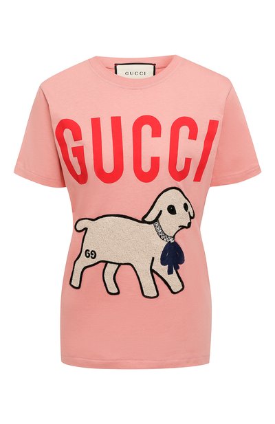Женская хлопковая футболка GUCCI, арт. 580762/XJBSX