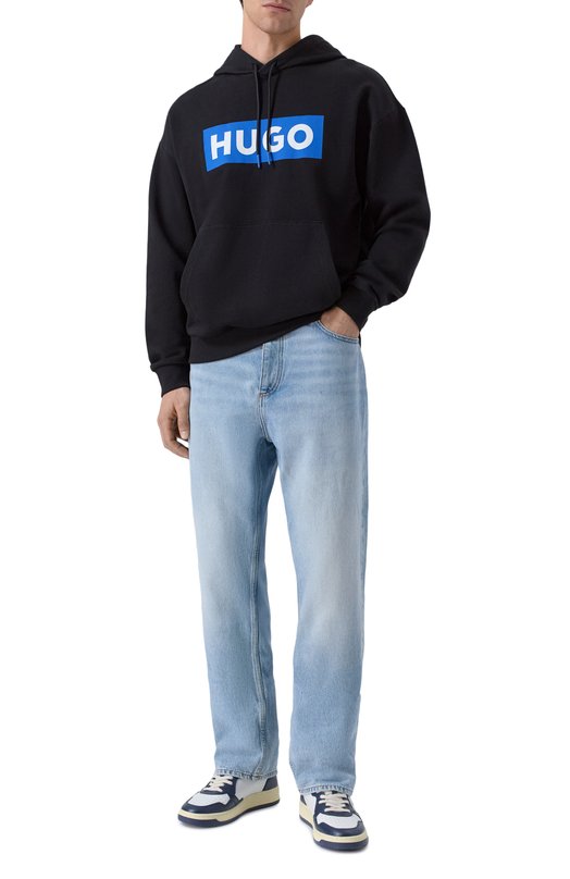 Хлопковое худи HUGO Blue 50522370 Чёрный  50522370 Фото 2