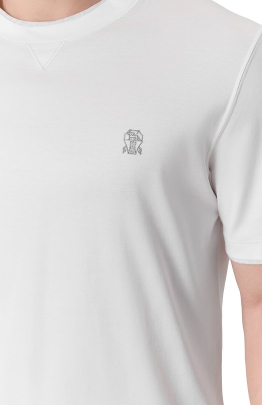 Хлопковая футболка Brunello Cucinelli M0B137451G Белый  M0B137451G Фото 5