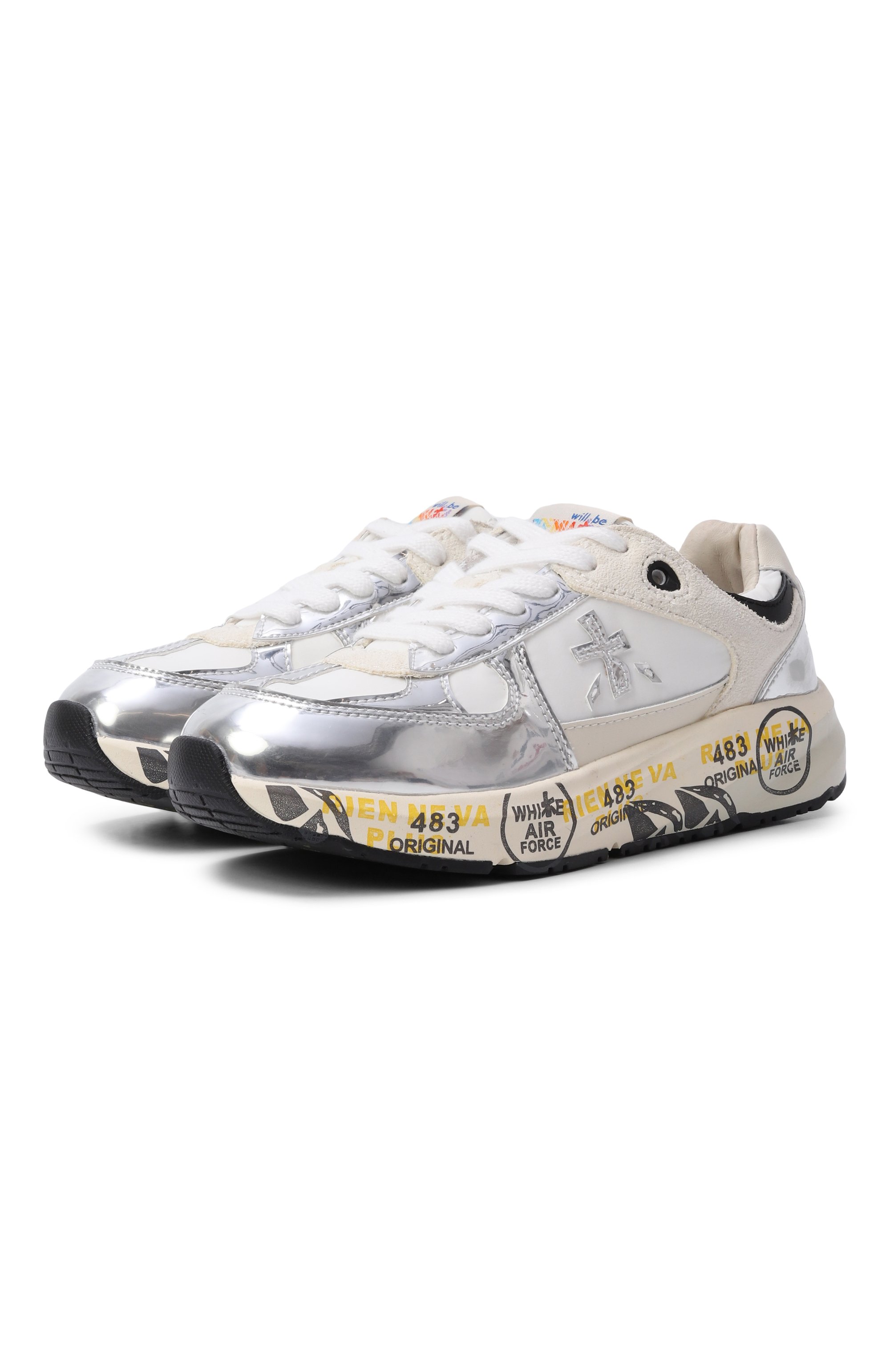 Комбинированные кроссовки diva PREMIATA WILL BE серебряного цвета по цене 17350 руб., арт. 32239459/DIVA, фото 1 Комбинированные кроссовки diva PREMIATA WILL BE, арт. 32239459/DIVA, фото 1