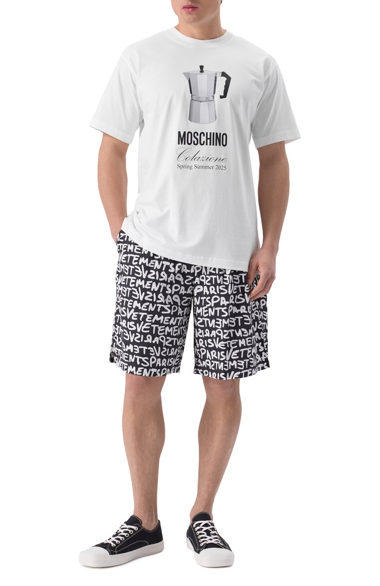 Мужские текстильные кеды edge MOSCHINO черно-белого цвета, арт. 15053/GR0 | Фото 2 (Подошва: Массивная; Материал внешний: Текстиль; Материал внутренний: Текстиль; Материал утеплителя: Без утеплителя; Кросс-КТ: Низкие; Стили: Классический; Автоматизация состава: Проставлено; Автоматизация ТО: Проставлено)