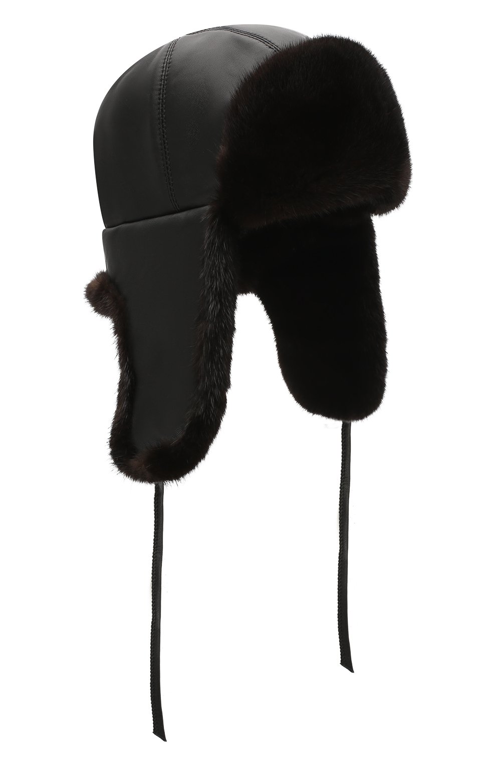 Кожаная шапка-ушанка с отделкой из меха норки FURLAND, арт. 0011202110034300000, фото 1