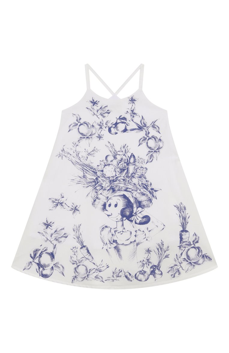 Детское хлопковый сарафан MOSCHINO белого цвета, арт. HDV0GP/LLA10/4-8 | Фото 1 (Материал подклада: Хлопок; Материал внешний: Хлопок; Рукава: Без рукавов; Девочки Кросс-КТ: Сарафан-одежда; Автоматизация состава: Проставлено; Автоматизация ТО: Проставлено; Ростовка одежда: 4 года | 104 см, 5 лет | 110 см, 6 лет | 116 см, 8 лет | 128 см)