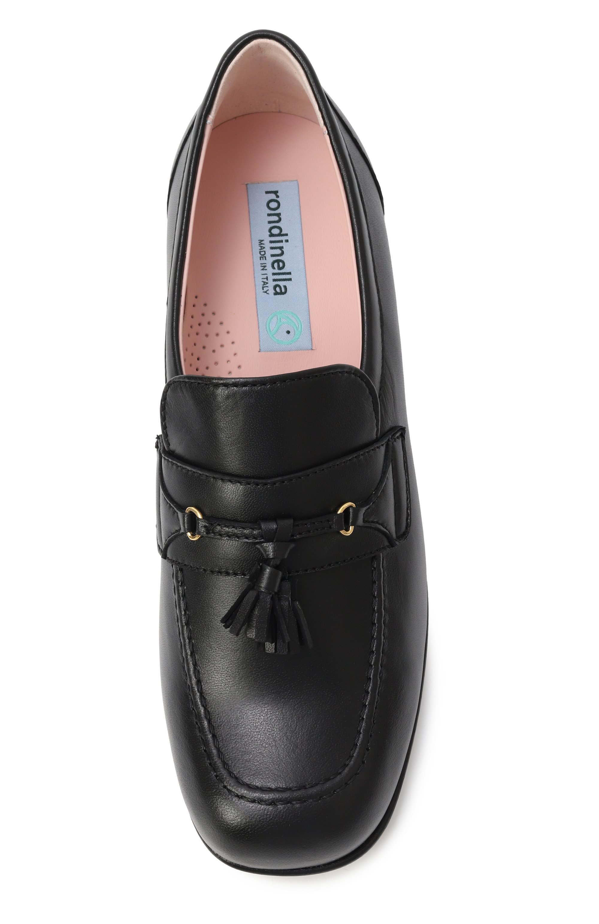 Кожаные лоферы RONDINELLA черного цвета по цене 25700 руб., арт. 12287-1A/CU0I0/31-33, фото 4 Кожаные лоферы RONDINELLA, арт. 12287-1A/CU0I0/31-33, фото 4