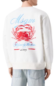 Мужской хлопковый свитшот MSGM белого цвета, арт. 3840MM115/257099 | Фото 4 (Рукава: Длинные; Материал сплава: Проставлено; Драгоценные камни: Проставлено; Длина (для топов): Стандартные; Мужское Кросс-КТ: свитшот-одежда; Стили: Кэжуэл; Принт: С принтом; Материал внешний: Хлопок)
