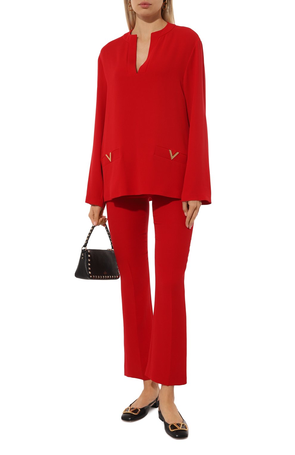 Шелковые брюки VALENTINO красного цвета по цене 175500 руб., арт. 5B3RB3601MM, фото 2 Шелковые брюки VALENTINO, арт. 5B3RB3601MM, фото 2