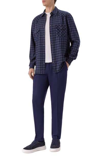 Шерстяные брюки L.B.M. 1911 темно-синего цвета по цене 53450 руб., арт. 8125/55710, фото 2 Шерстяные брюки L.B.M. 1911, арт. 8125/55710, фото 2