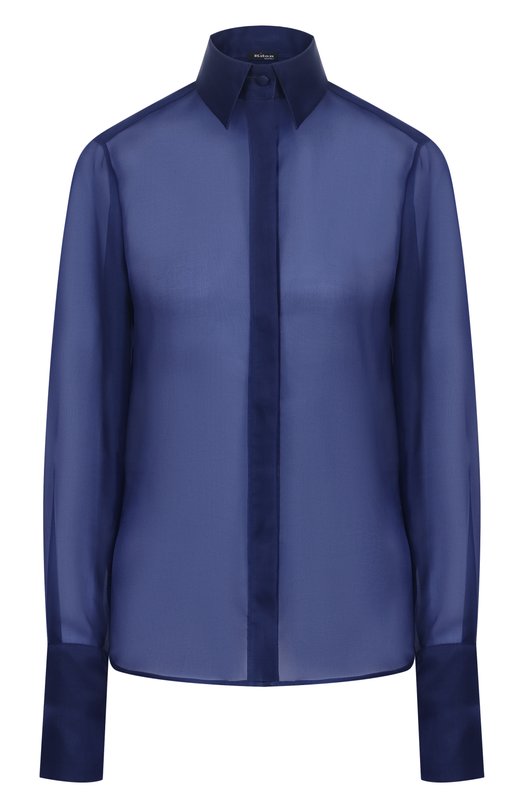 Шелковая рубашка Kiton D59456K0592E02 Синий D59456K0592E02