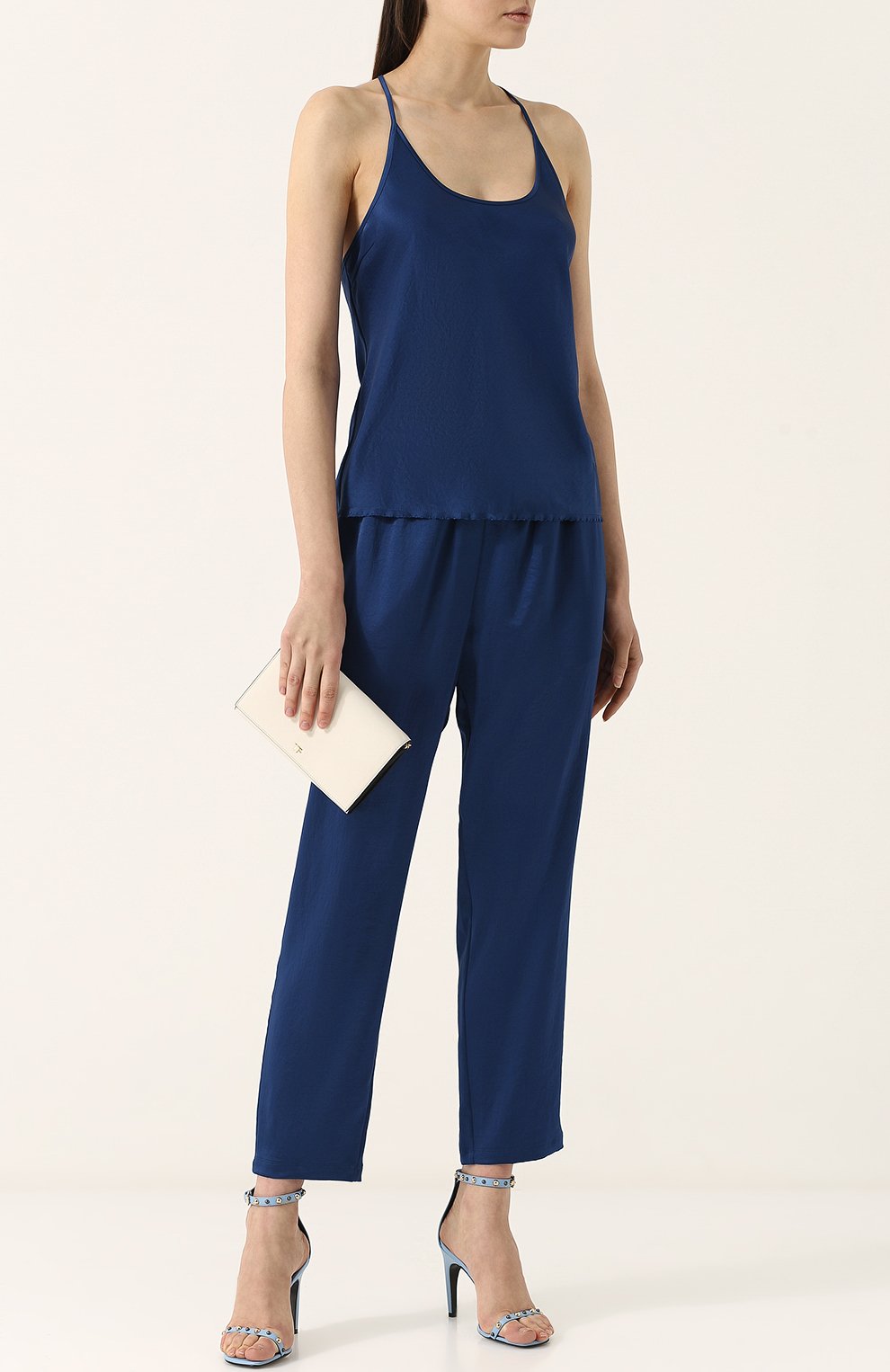 Укороченные однотонные брюки с эластичным поясом ALEXANDERWANG.T, арт. 4W484024U6, фото 2