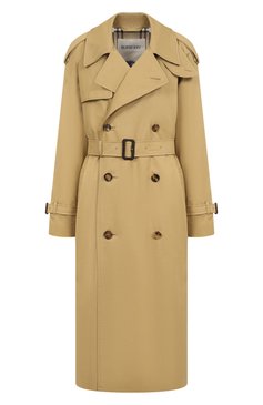 Женский хлопковый тренч BURBERRY бежевого цвета, арт. 8104711 | Фото 1 (Материал подклада: Хлопок; Рукава: Длинные; Материал внешний: Хлопок; Длина (верхняя одежда): Длинные; Стили: Классический; Кросс-КТ: Куртка)