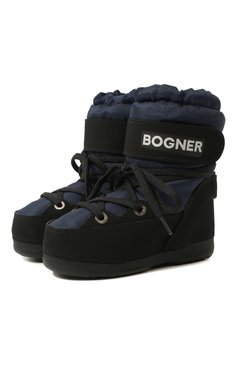 Детские утепленные ботинки BOGNER темно-синего цвета, арт. 42247962/SESTRIERE JR.3 B | Фото 1 (Материал внешний: Текстиль; Материал утеплителя: Натуральный мех, Шерсть; Материал сплава: Проставлено; Нос: Не проставлено)