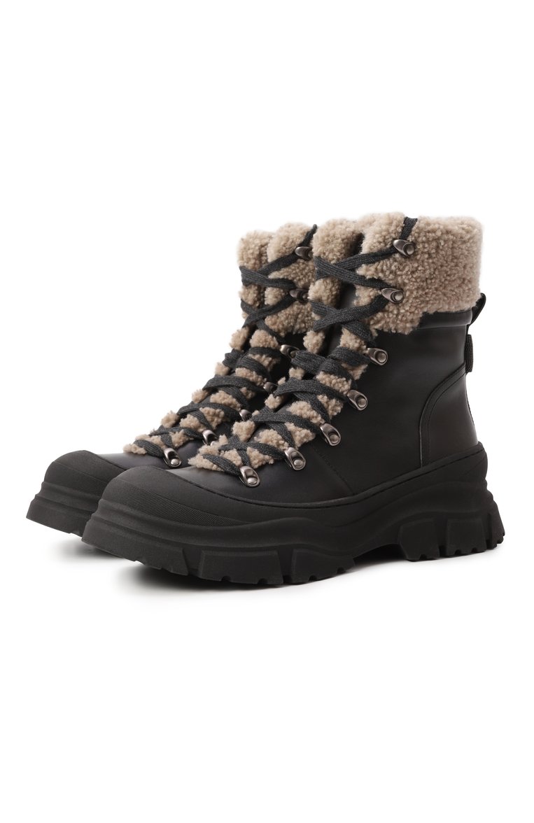 Женские черные кожаные хайкеры mountain BRUNELLO CUCINELLI купить в ...