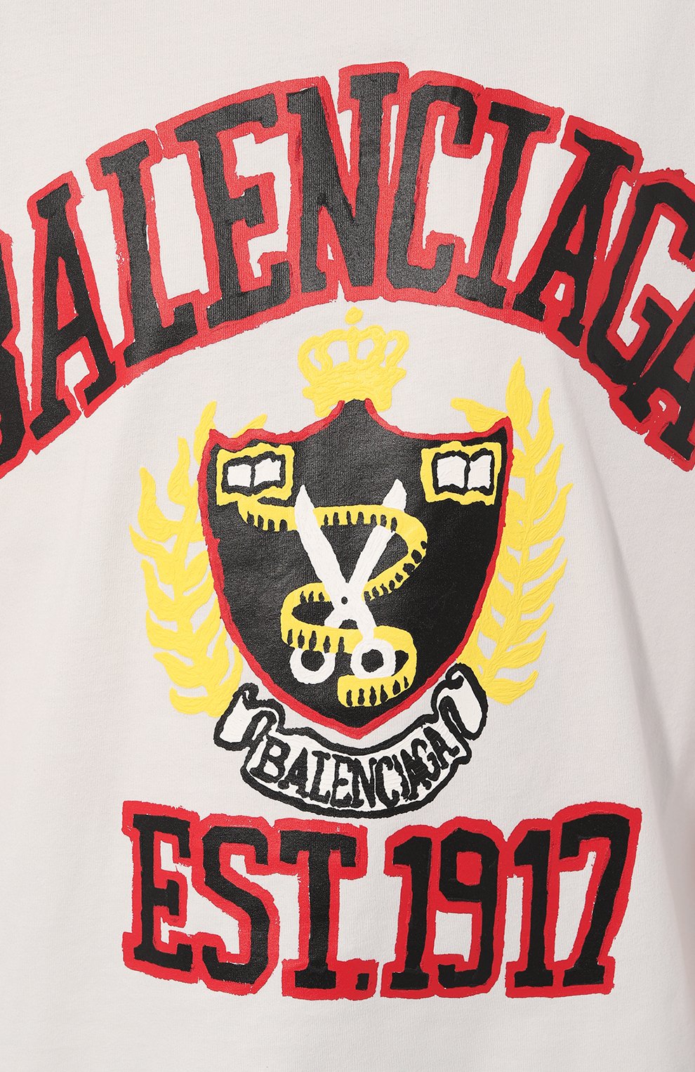 Хлопковая футболка BALENCIAGA белого цвета по цене 89650 руб., арт. 739784 T0VK1, фото 5 Хлопковая футболка BALENCIAGA, арт. 739784 T0VK1, фото 5