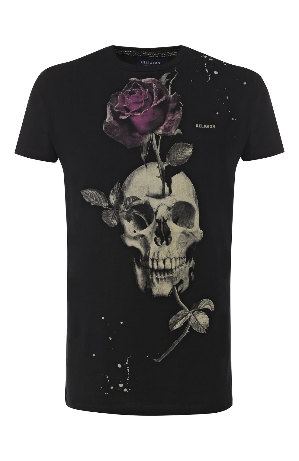 Хлопковая футболка RELIGION черного цвета по цене 5480 руб., арт. 48BGSG05, фото 1 Хлопковая футболка RELIGION, арт. 48BGSG05, фото 1