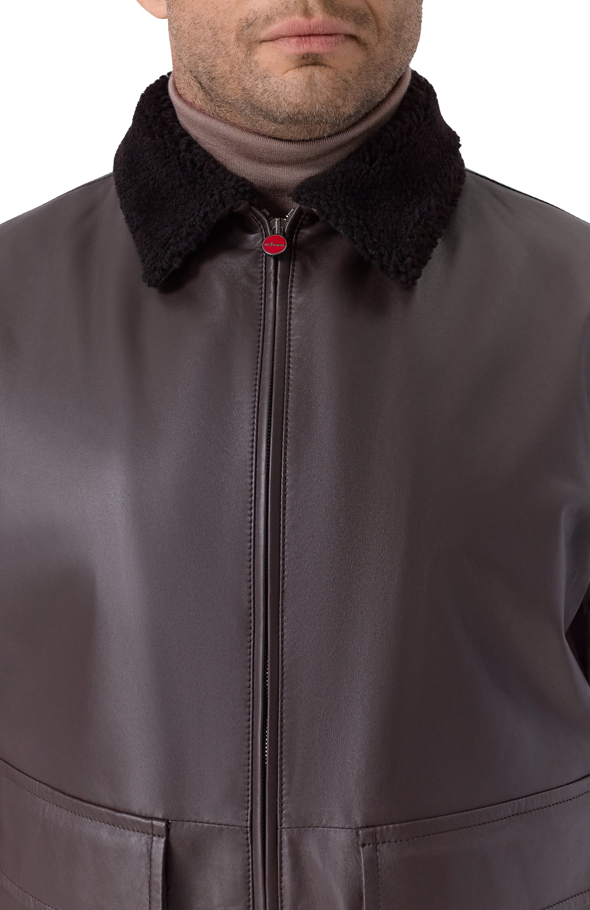 Кожаный бомбер с воротником из овчины KITON, арт. UW2240V0416H2162-66, фото 5