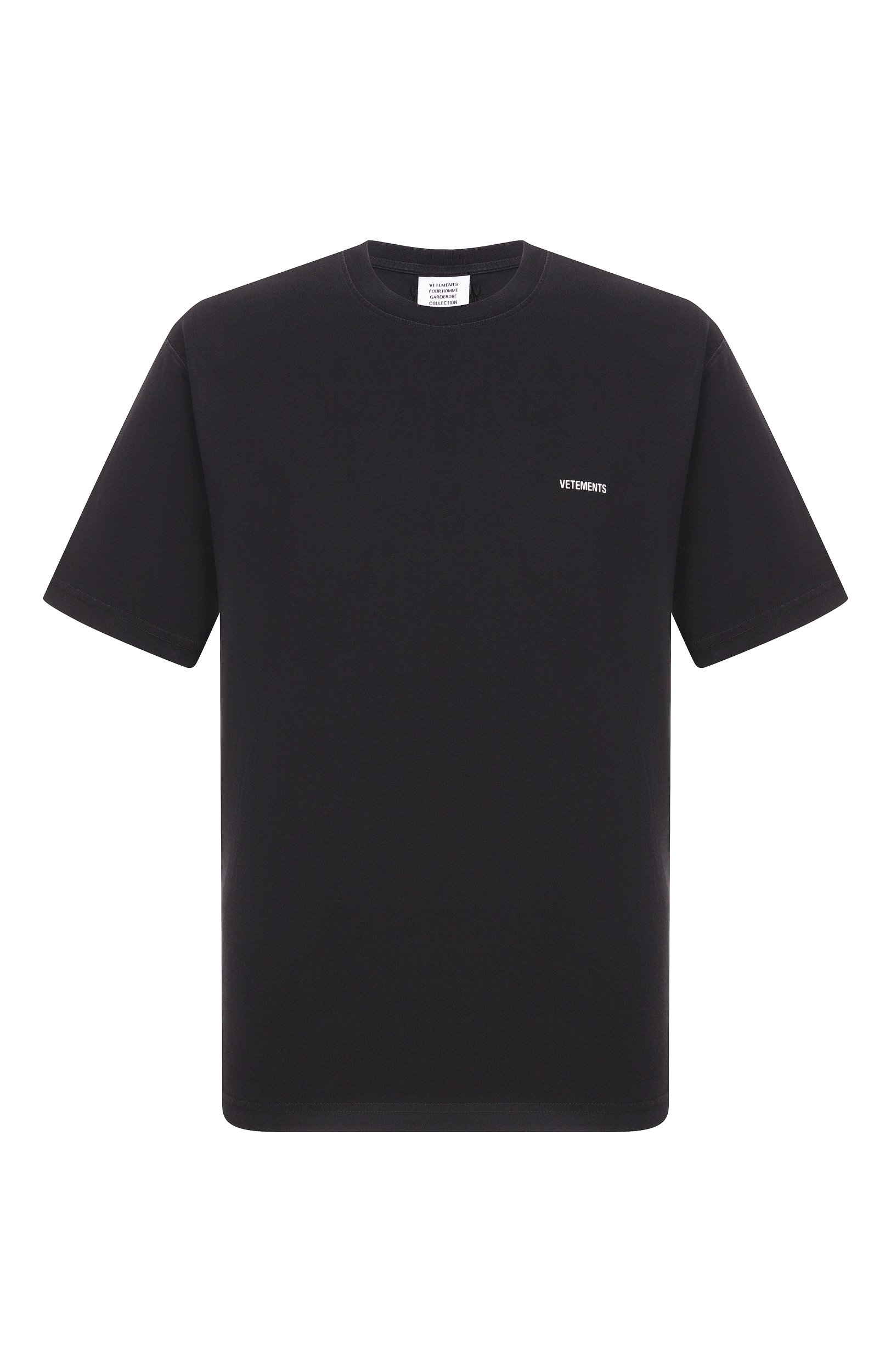 Хлопковая футболка VETEMENTS черного цвета по цене 63200 руб., арт. MH27TR161B, фото 1 Хлопковая футболка VETEMENTS, арт. MH27TR161B, фото 1