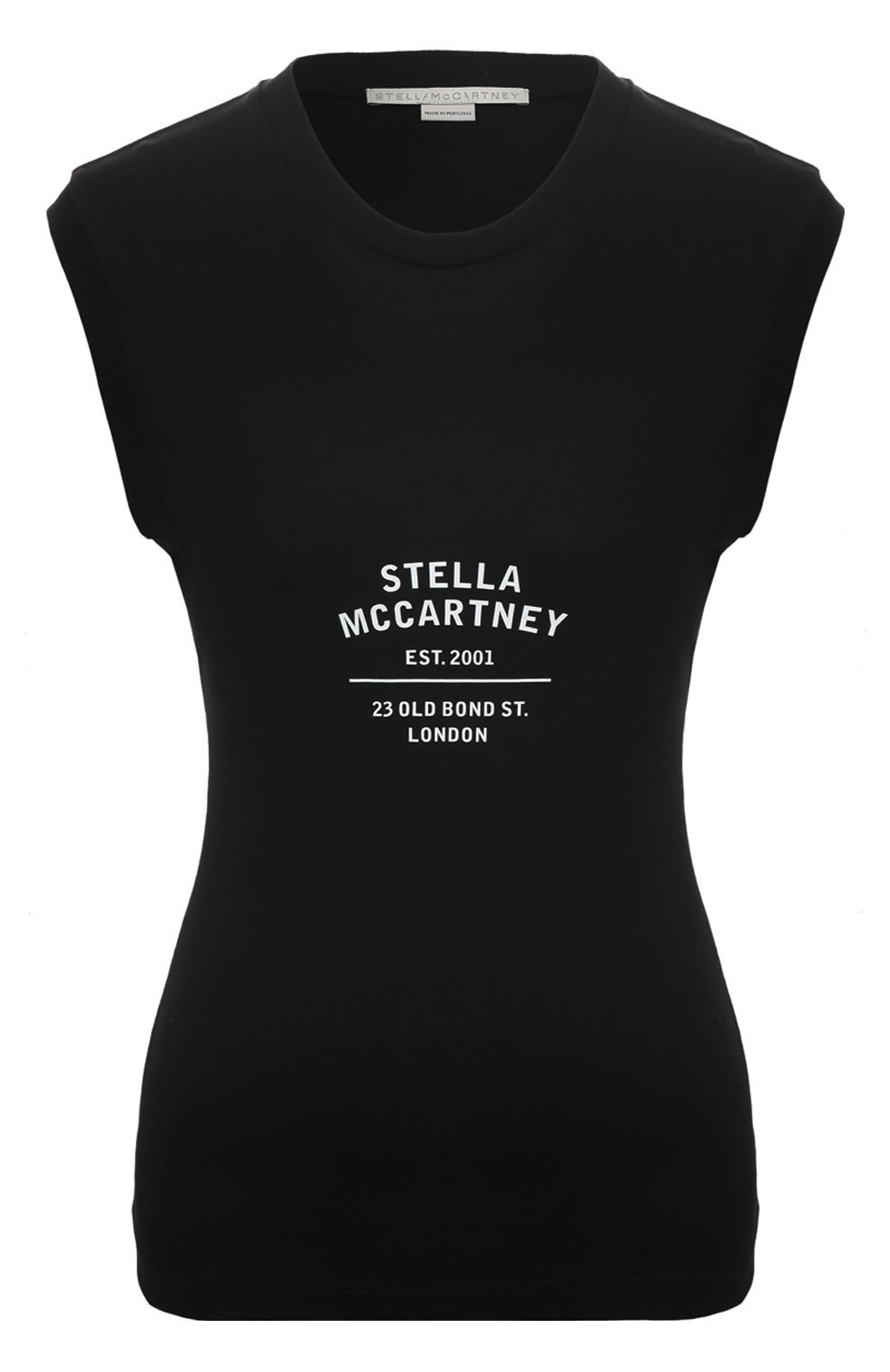 Хлопковая майка STELLA MCCARTNEY черного цвета по цене 36800 руб., арт. 6J0110/3SPX13, фото 1 Хлопковая майка STELLA MCCARTNEY, арт. 6J0110/3SPX13, фото 1