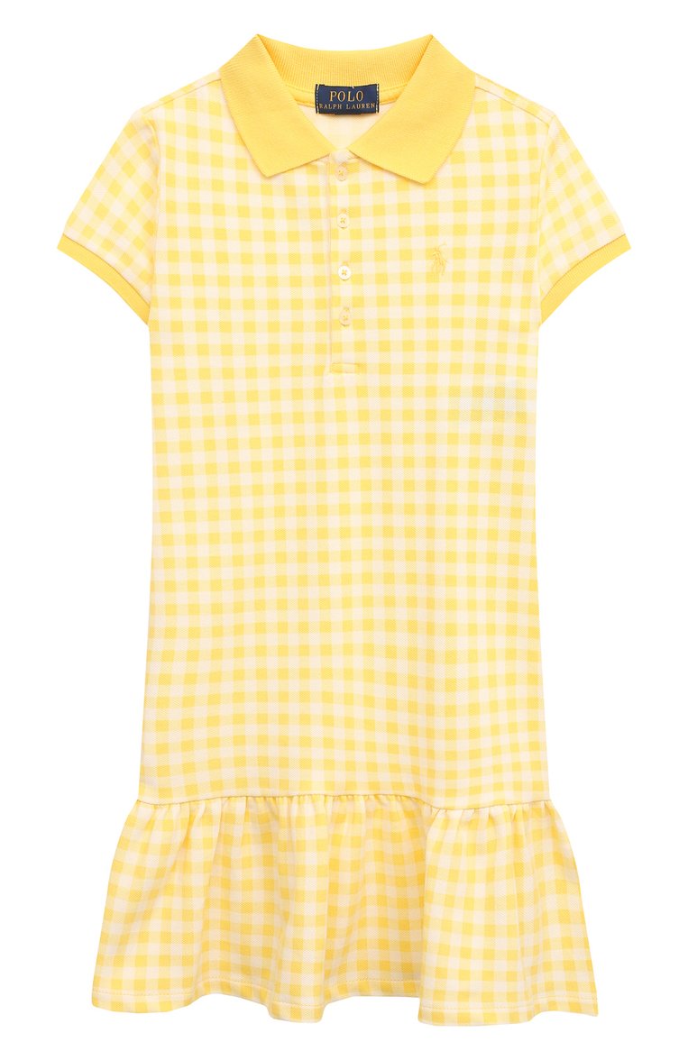Детское хлопковое платье POLO RALPH LAUREN желтого цвета, арт. 311868759 | Фото 1 (Рукава: Короткие; Материал внешний: Хлопок; Девочки Кросс-КТ: Платье-одежда; Случай: Повседневный; Материал сплава: Проставлено; Драгоценные камни: Проставлено; Ростовка одежда: 2 года | 92 см, 3 года | 98 см, 4 года | 104 см)