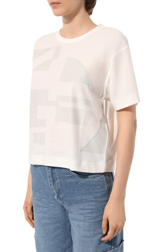 Хлопковая футболка Giorgio Armani 6RAM54/AJBWZ Кремовый  6RAM54/AJBWZ Фото 3