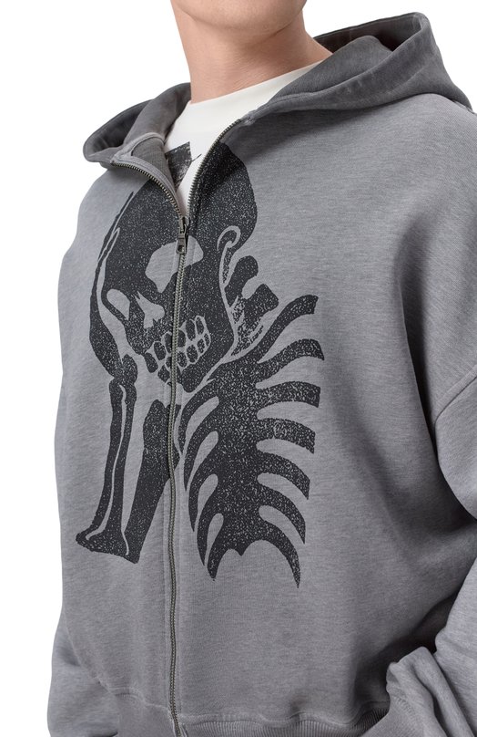 Хлопковая толстовка Palm Angels PMBE02AS26FLE005 Серый  PMBE02AS26FLE005 Фото 5