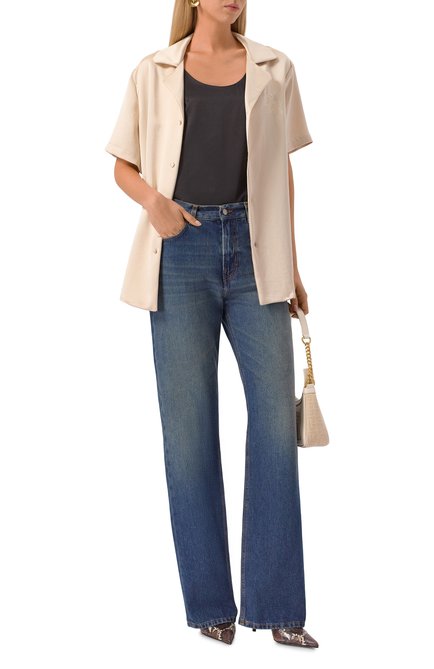 Женская атласная рубашка BALMAIN, арт. CH0HN085/XI63