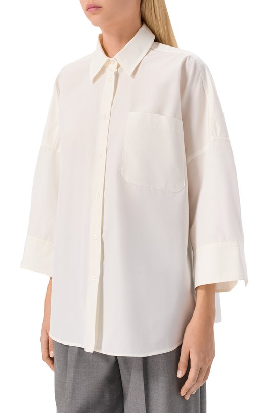 Хлопковая рубашка Weekend Max Mara ZAV0RRA Белый  ZAV0RRA Фото 3