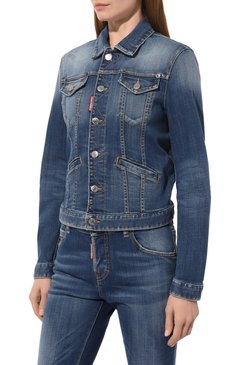 Женская джинсовая куртка DSQUARED2 голубого цвета, арт. S75AM1032/S30342 | Фото 3 (Кросс-КТ: Куртка, Деним; Рукава: Длинные; Материал сплава: Проставлено; Материал внешний: Хлопок, Деним; Драгоценн�ые камни: Проставлено; Длина (верхняя одежда): Короткие; Стили: Кэжуэл)