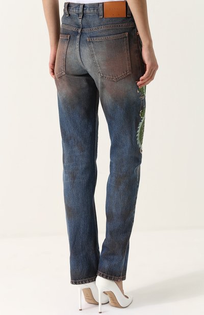 Джинсы прямого кроя с потертостями и вышивкой GUCCI, арт. 478003/XR713, фото 4