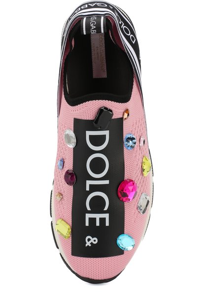 Текстильные кроссовки без шнуровки с декором DOLCE & GABBANA, арт. D10723/AZ216/29-36, фото 4