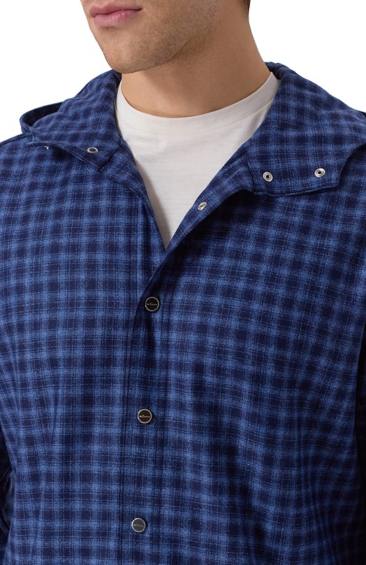 Рубашка из шерсти и кашемира Kiton UMCMARK0167G39 Синий  UMCMARK0167G39 Фото 5