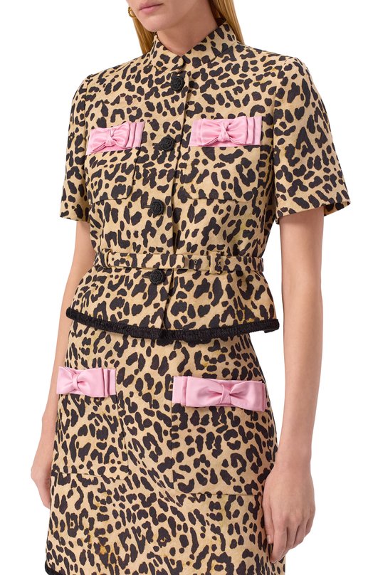 Жакет из шерсти и шелка Valentino 7B3CE7S5/9F9 Леопардовый  7B3CE7S5/9F9 Фото 3