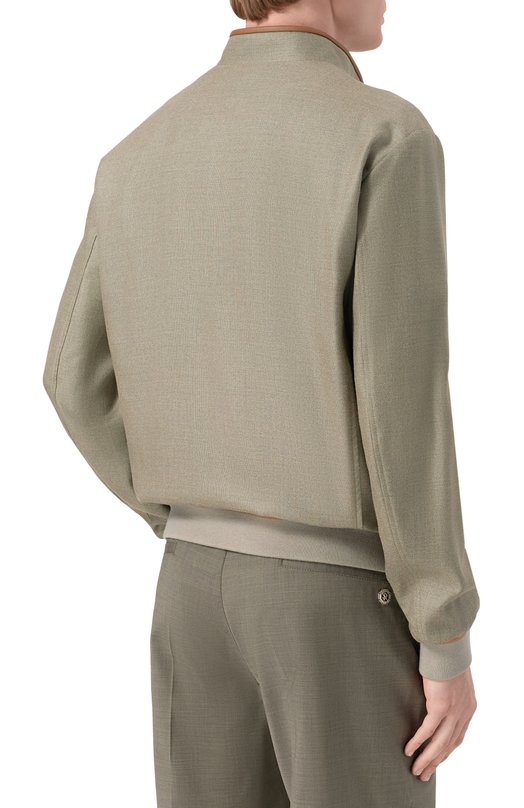 Бомбер из шелка и шерсти Stefano Ricci M7J6100110/KL003U Хаки  M7J6100110/KL003U Фото 4