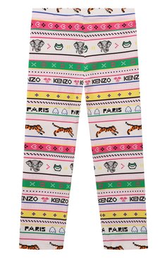 Детские хлопковые легинсы KENZO разноцветного цвета, арт. K14271/3Y-5Y | Фото 2 (Материал внешний: Хлопок; Нос: Не проставлено; Девочки Кросс-КТ: Леггинсы-одежда; Ростовка одежда: 3 года | 98 см, 4 года | 104 см)