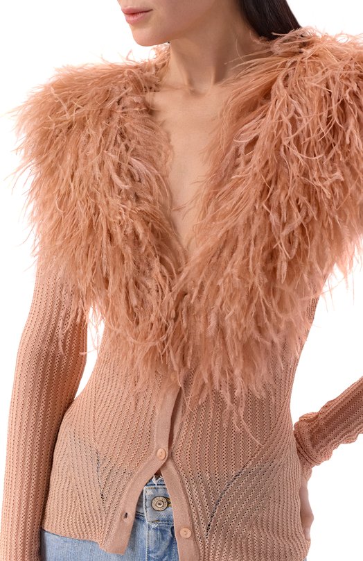 Кардиган с отделкой перьями страуса Blumarine 2M659A Розовый  2M659A Фото 5