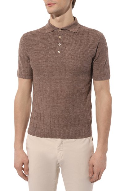 Поло изо льна и хлопка DANIELE FIESOLI коричневого цвета по цене 17550 руб., арт. DF0390, фото 3 Поло изо льна и хлопка DANIELE FIESOLI, арт. DF0390, фото 3