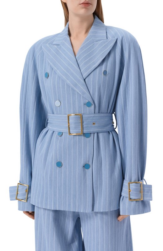 Хлопковый жакет ROWEN ROSE C0AT_RR164_S Голубой  C0AT_RR164_S Фото 3