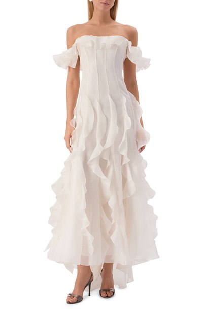 Платье изо льна и шелка YVON белого цвета по цене 159120 руб., арт. 0 250040, фото 3 Платье изо льна и шелка YVON, арт. 0 250040, фото 3