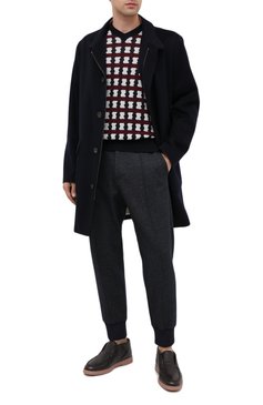 Мужской пуловер из шерсти и кашемира GIORGIO ARMANI разноцветного цвета, арт. 6HSM19/SM17Z | Фото 2 (Материал внешний: Шерсть; Длина (для топов): Стандартные; Рукава: Длинные; Мужское Кросс-КТ: Пуловеры; Стили: Кэжуэл; Вырез: V-образный; Принт: С принтом)
