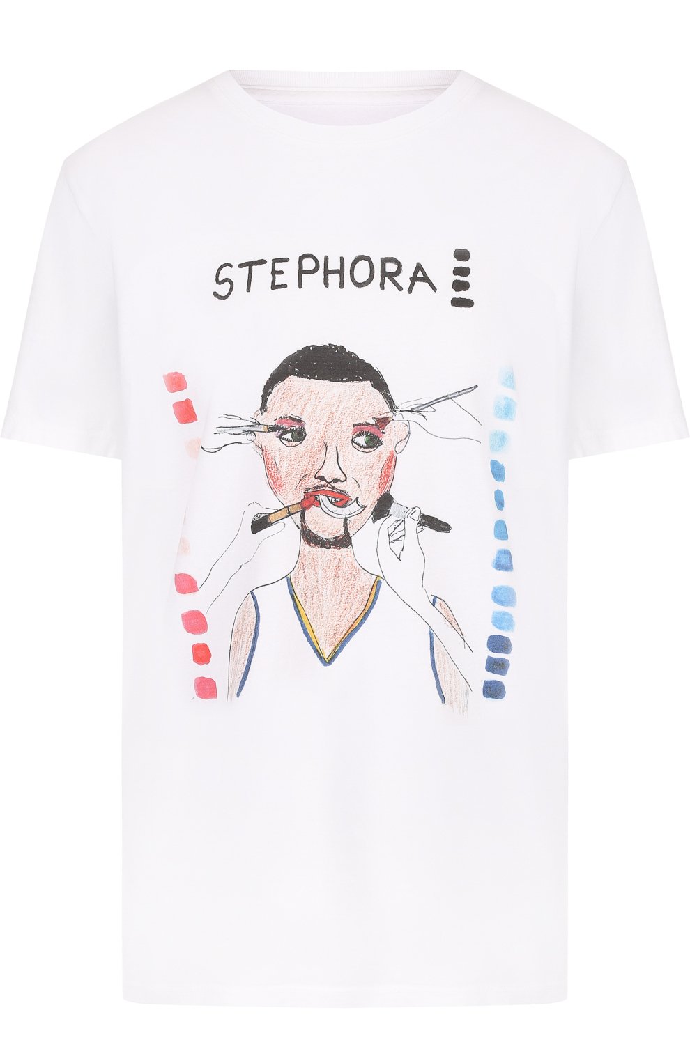 Хлопковая футболка с круглым вырезом и принтом UNFORTUNATE PORTRAIT, арт. STEPH0RA/SS TEE, фото 1