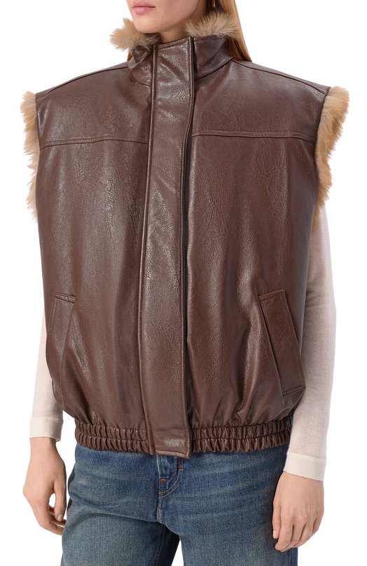 Жилет из экокожи MSGM 3942MDH02Y/257804 Коричневый  3942MDH02Y/257804 Фото 3