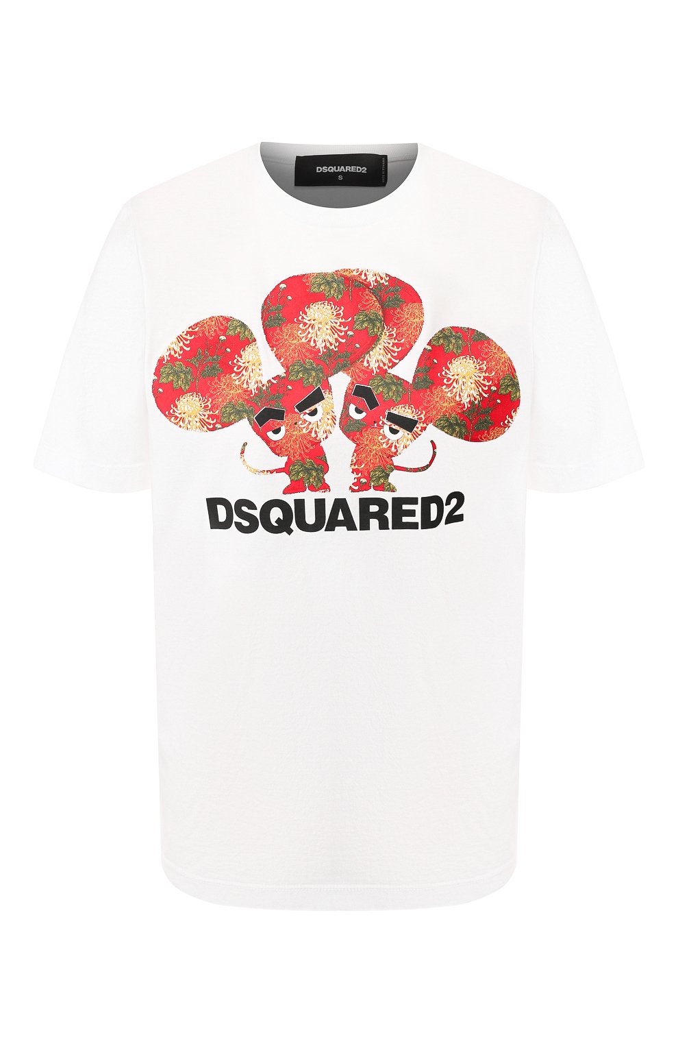Хлопковая футболка DSQUARED2 белого цвета по цене 19950 руб., арт. S75GD0079/S22427, фото 1 Хлопковая футболка DSQUARED2, арт. S75GD0079/S22427, фото 1