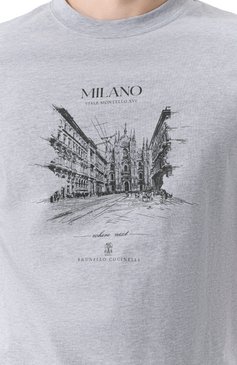 Мужская хлопковая футболка BRUNELLO CUCINELLI серого цвета, арт. M0B138455 | Фото 5 (Длина (для топов): Стандартные; Материал сплава: Проставлено; Рукава: Короткие; Драгоценные камни: Проставлено; Принт: С принтом; Стили: Кэжуэл; Материал внешний: Хлопок; Мужское Кросс-КТ: Футболка-одежда; Кросс-КТ: Джерси)