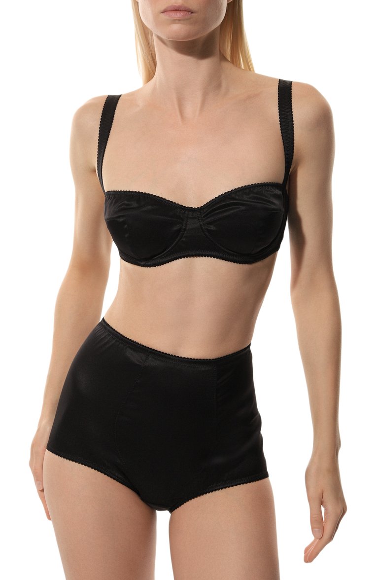 Женские трусы-шорты DOLCE & GABBANA черного цвета, арт. 02A18T/0N013 | Фото 2 (Материал внешний: Шелк; Нос: Не проставлено; Автоматизация состава: Проставлено)