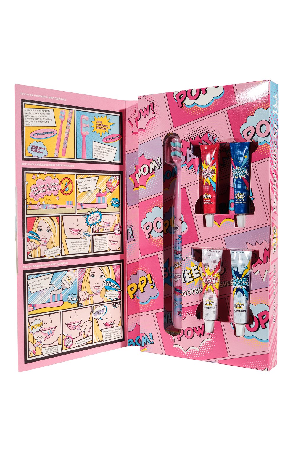 Розовый набор для обучения чистки зубов у подростков и детей 7+ MONTCAROTTE, арт. МСТ912, фото 2